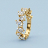 Asymmetrical Pear and Round Brilliant Lab-Diamond Band