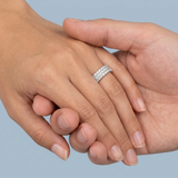 Three row round diamond eternity band