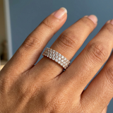 Three row round diamond eternity band