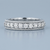 Single row milgrain diamond wedding band