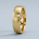 Satin finished wedding band with side diamonds wedding band 6 mm +