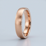 Satin finished wedding band with side diamonds wedding band 6 mm +