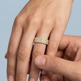 Three row round diamond eternity band
