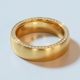 Satin finished wedding band with side diamonds wedding band 6 mm +