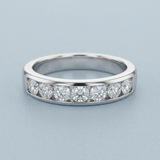 Classic seven stone round diamond wedding band