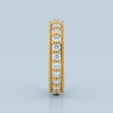 Single row milgrain diamond wedding band