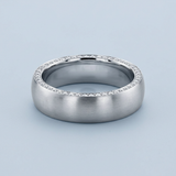 Satin finished wedding band with side diamonds wedding band 6 mm +