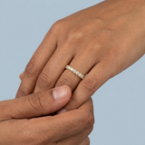 Classic one row round diamond stacking band