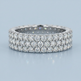 Three row round diamond eternity band