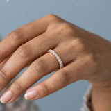 Classic one row round diamond stacking band