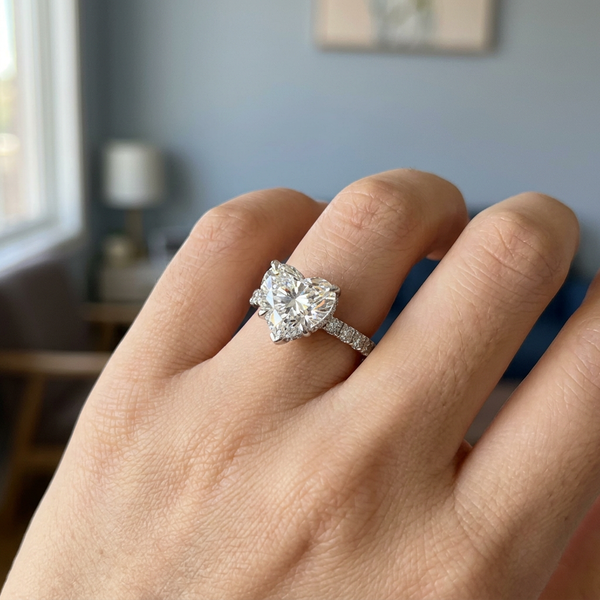 Hand model shot of the white gold engagement ring