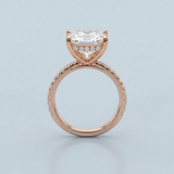 Hidden Halo Princess Cut Diamond Engagement Ring with Pave Diamond Band