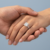 Hidden Halo Princess Cut Diamond Engagement Ring with Pave Diamond Band