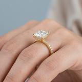Hidden Halo Princess Cut Diamond Engagement Ring with Pave Diamond Band