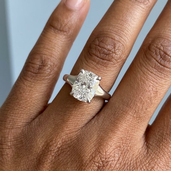 Hand model shot of the white gold engagement ring