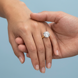 Round Brilliant Two-Tone Solitaire with Diamond Bridge & Hidden Halo