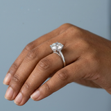 Round Brilliant Two-Tone Solitaire with Diamond Bridge & Hidden Halo