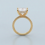 Hidden Halo Princess Cut Diamond Engagement Ring with Pave Diamond Band