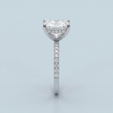 Hidden Halo Princess Cut Diamond Engagement Ring with Pave Diamond Band