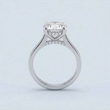Round Brilliant Two-Tone Solitaire with Diamond Bridge & Hidden Halo