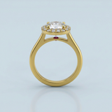 Lab-Grown Diamond Halo Ring with Birthstone Accent