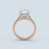 Round Brilliant Two-Tone Solitaire with Diamond Bridge & Hidden Halo