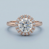 Lab-Grown Diamond Halo Ring with Birthstone Accent