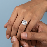 Lab-Grown Diamond Halo Ring with Birthstone Accent