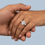 Elegant Three-Stone Cushion and Pear Lab-Grown Diamond Ring