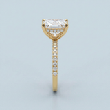 Hidden Halo Princess Cut Diamond Engagement Ring with Pave Diamond Band