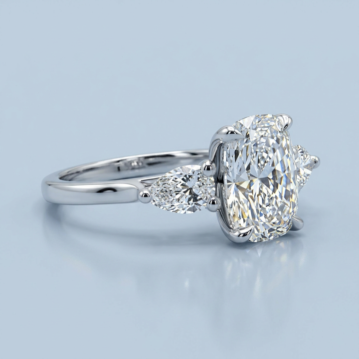 Front view of the white gold engagement ring