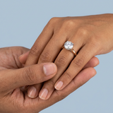 Round Brilliant Two-Tone Solitaire with Diamond Bridge & Hidden Halo