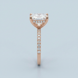 Hidden Halo Princess Cut Diamond Engagement Ring with Pave Diamond Band