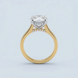 Round Brilliant Two-Tone Solitaire with Diamond Bridge & Hidden Halo