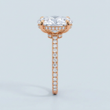 Side Edge Halo Ring & Oval Cut Diamond