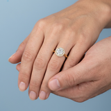Lab-Grown Diamond Halo Ring with Birthstone Accent