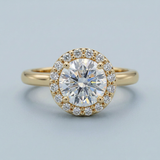 Lab-Grown Diamond Halo Ring with Birthstone Accent