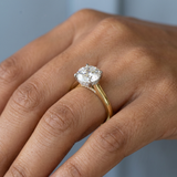 Round Brilliant Two-Tone Solitaire with Diamond Bridge & Hidden Halo