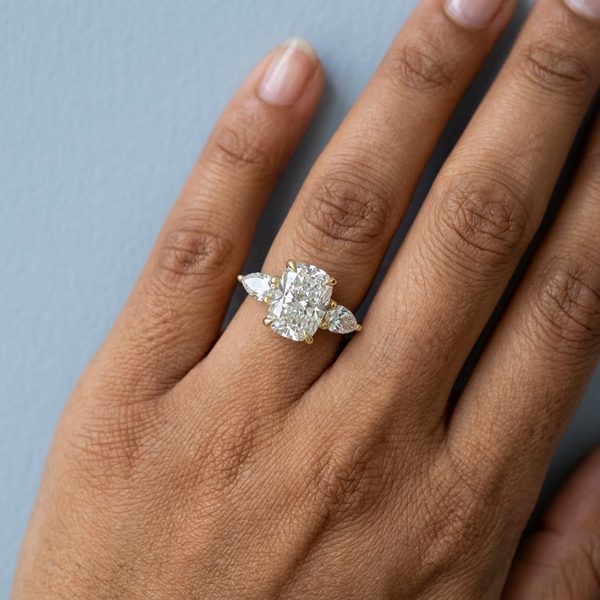 Hand model shot of the white gold engagement ring
