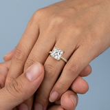 Hidden Halo Princess Cut Diamond Engagement Ring with Pave Diamond Band