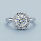 Lab-Grown Diamond Halo Ring with Birthstone Accent