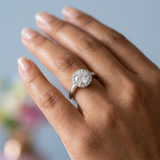 Lab-Grown Diamond Halo Ring with Birthstone Accent