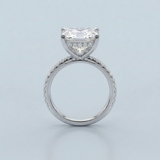 Hidden Halo Princess Cut Diamond Engagement Ring with Pave Diamond Band