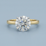 Round Brilliant Two-Tone Solitaire with Diamond Bridge & Hidden Halo