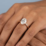 Exquisite Oval Cut Diamond Solitaire with Hidden Halo
