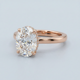 Exquisite Oval Cut Diamond Solitaire with Hidden Halo