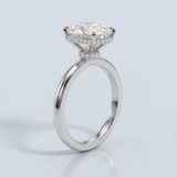 Exquisite Oval Cut Diamond Solitaire with Hidden Halo