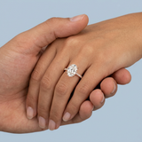 Oval cut Diamond Cathedral Ring