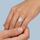 Exquisite Oval Cut Diamond Solitaire with Hidden Halo