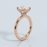 Exquisite Oval Cut Diamond Solitaire with Hidden Halo